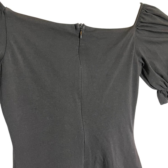 Princess Polly Black Puff Sleeve Ruffle Hem Mini Dress Square Neck Size US 2 - Picture 8 of 8